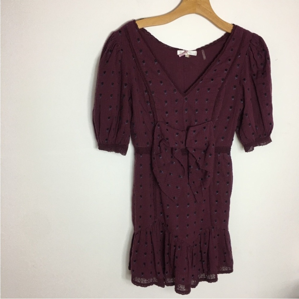 Loveshackfancy Lena Dress in Spice Red Floral mini dress